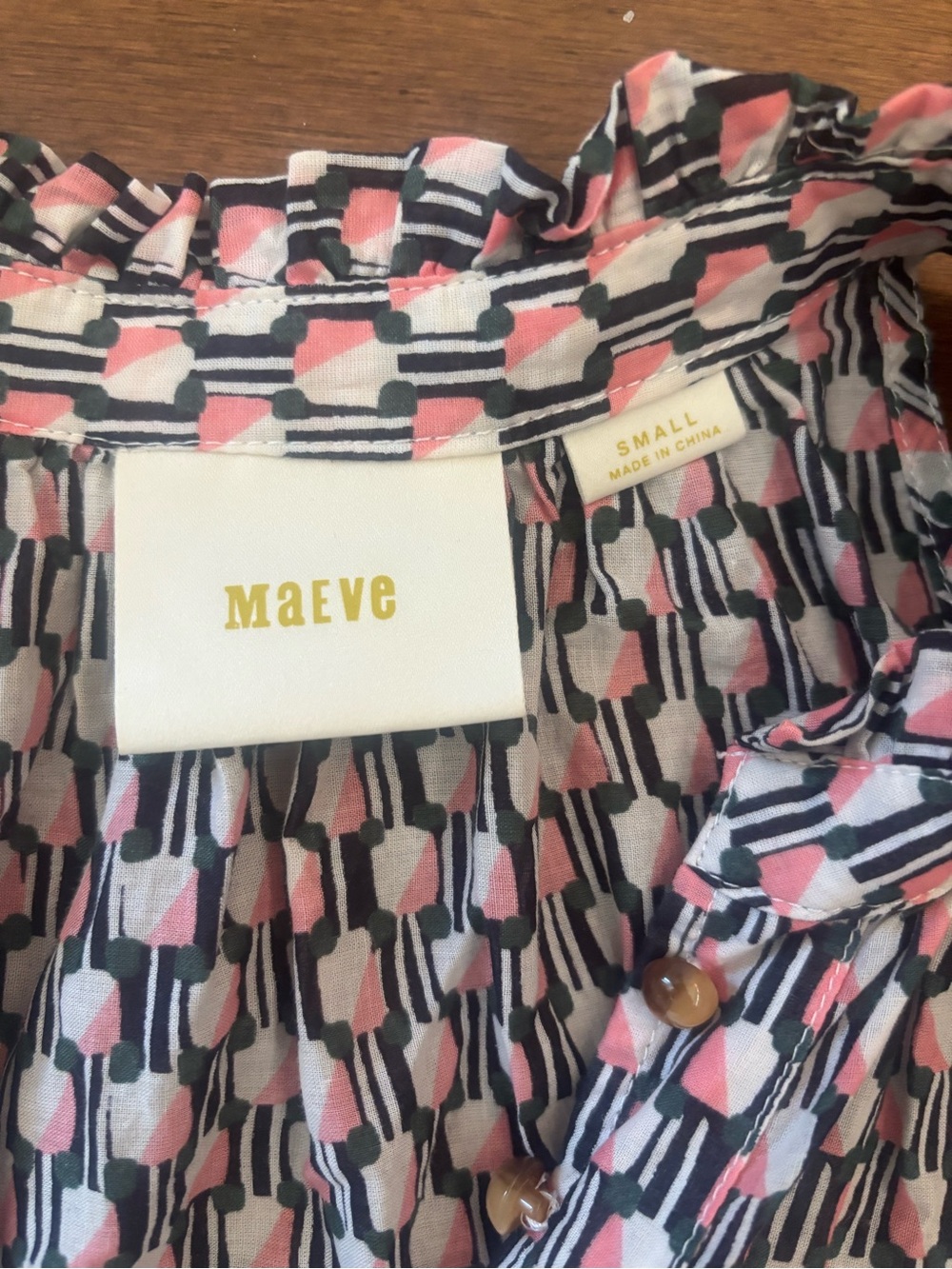 Maeve Pink & Black Geometric Halter Button-Front Camisole - Picture 4 of 5